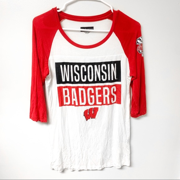 5th & Ocean Wisconsin Badgers Collegiate Baseball Tee - Picture 1 of 5